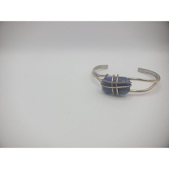 Vintage Bracelet Cuff Silver Tone Gold Tone Wire Wrapped Purple Stone Jewelry - Picture 6 of 15
